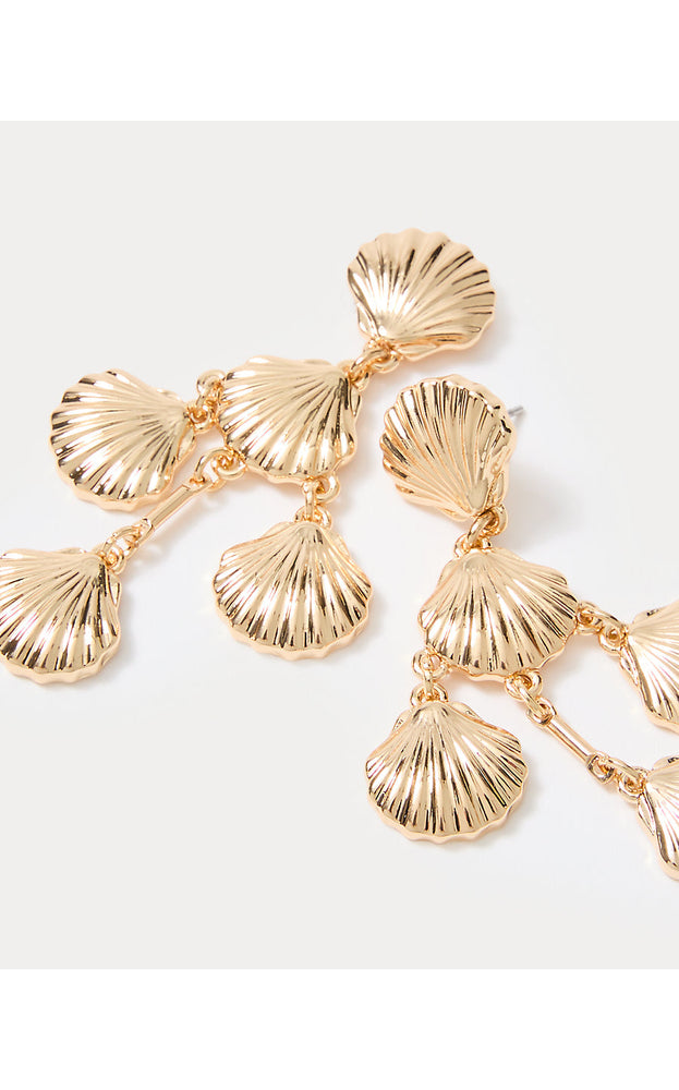 Cool As Shell Chandelier Earrings - Gold Metallic