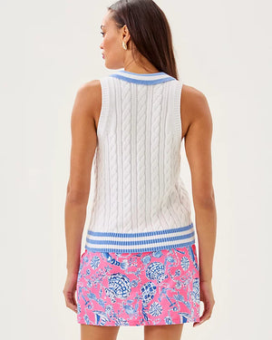 Suzette Polo Sweater Tank - Resort White x Jacaranda Blue Tipping