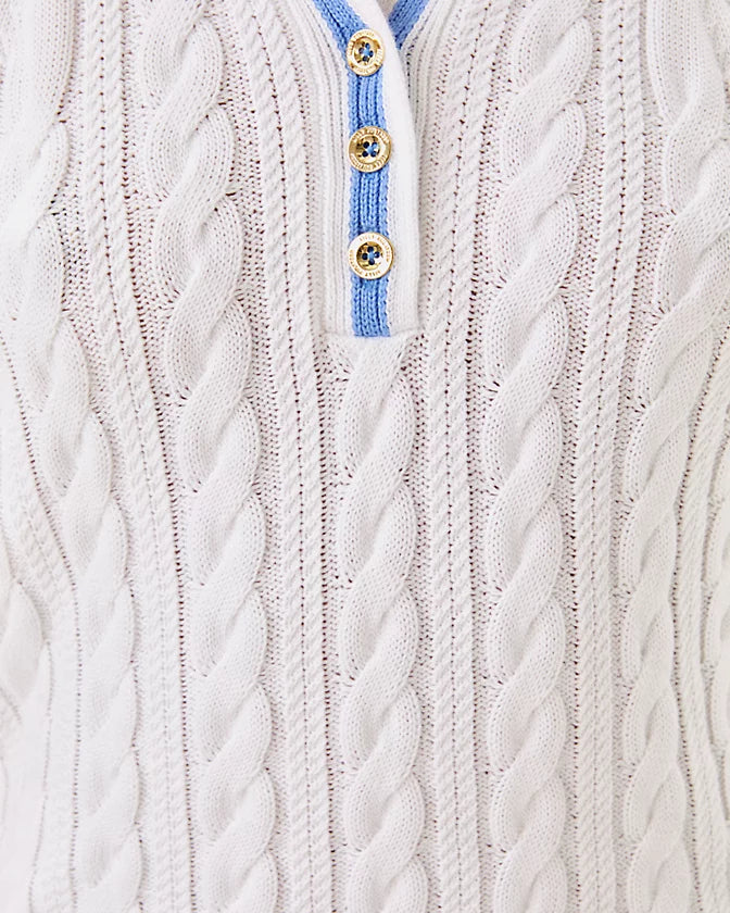 Suzette Polo Sweater Tank - Resort White x Jacaranda Blue Tipping