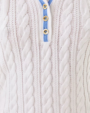 Suzette Polo Sweater Tank - Resort White x Jacaranda Blue Tipping