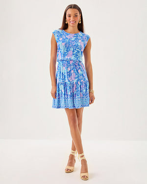 Danville Dress - Sunwashed Blue Citrus Crush Engineered