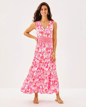 Skylar Midi Dress - Resort White Lovely Long Stems Engineered