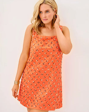 Tamala Beaded Shift Dress - Papaya Beaded Sequin Embellished Sequin Blend