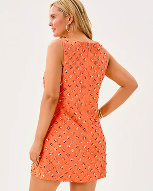 Tamala Beaded Shift Dress - Papaya Beaded Sequin Embellished Sequin Blend