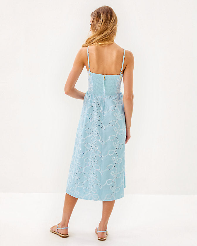 Della Midi Dress - Bluette Sailors Knot Eyelet