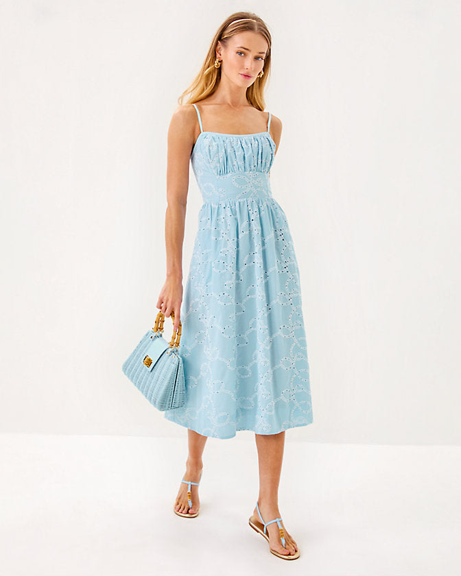 Della Midi Dress - Bluette Sailors Knot Eyelet