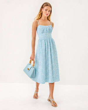 Della Midi Dress - Bluette Sailors Knot Eyelet