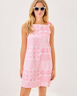 Gerad Shift Dress - Conch Shell Pink Patchwork Eyelet