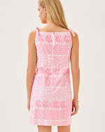 Gerad Shift Dress - Conch Shell Pink Patchwork Eyelet