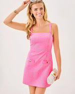 Veda Skirted Romper - Sunkissed Pink Gingham Stretch Jacquard