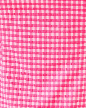 Veda Skirted Romper - Sunkissed Pink Gingham Stretch Jacquard