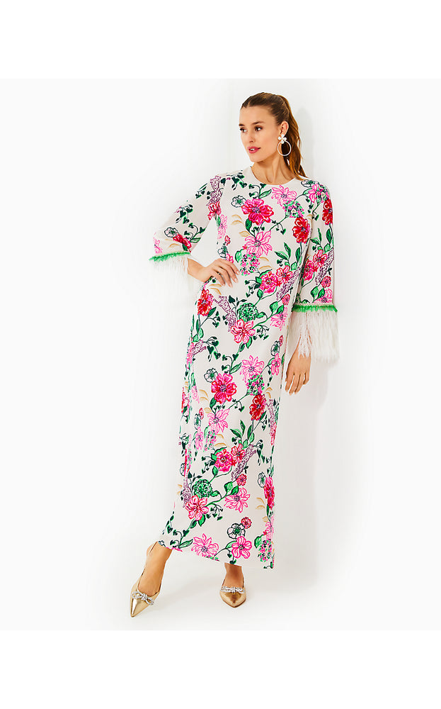 Nathalia Embellished Silk Maxi Dress - Coconut Safari Sanctuary