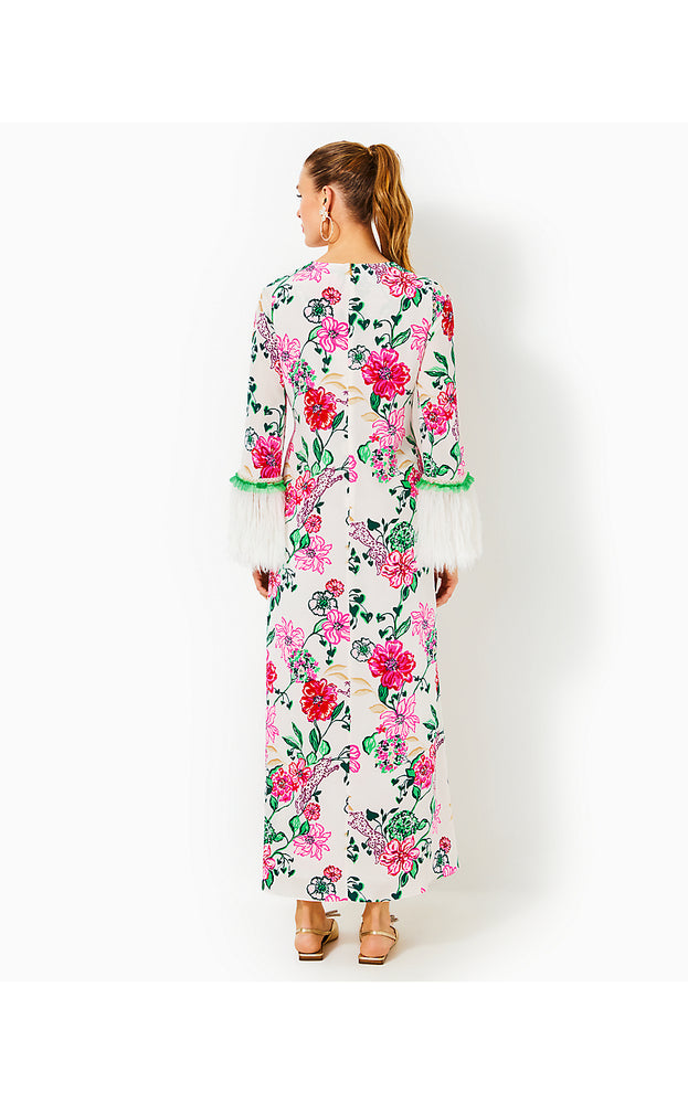 Nathalia Embellished Silk Maxi Dress - Coconut Safari Sanctuary