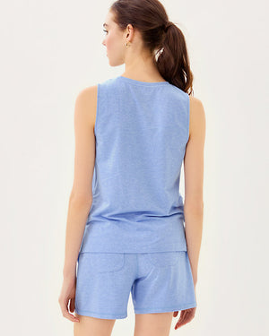 UPF 50+ Calabash Tank Top - Heathered Jacaranda Blue