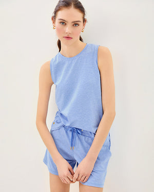 UPF 50+ Calabash Tank Top - Heathered Jacaranda Blue