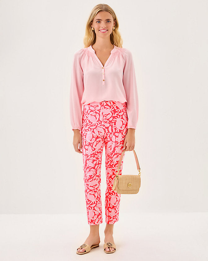 27" Nancee High Rise Crop Pant - Sunbaked Cane Coral Crab Collab