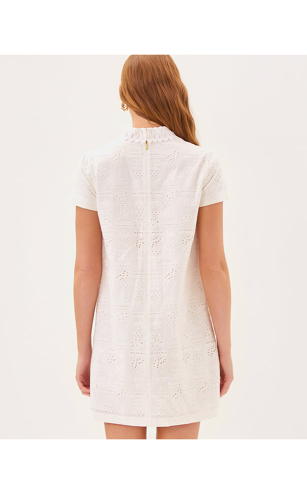 Mamie Dress - Resort White Out To Sea Eyelet