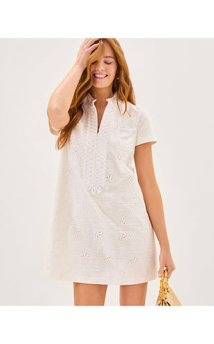 Mamie Dress - Resort White Out To Sea Eyelet