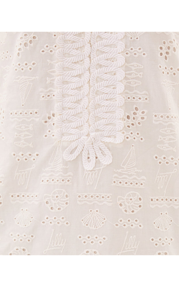 Mamie Dress - Resort White Out To Sea Eyelet