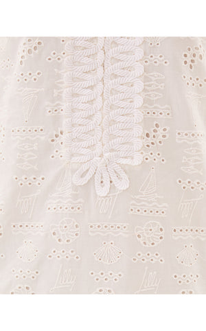Mamie Dress - Resort White Out To Sea Eyelet