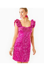 Cillian Dress - Passion Fruit Pink Petal Party Metallic Brocade