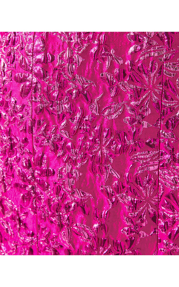 Cillian Dress - Passion Fruit Pink Petal Party Metallic Brocade