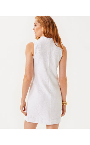 Elsey Shift Dress - Resort White - Leafy Knit Pucker Jacquard