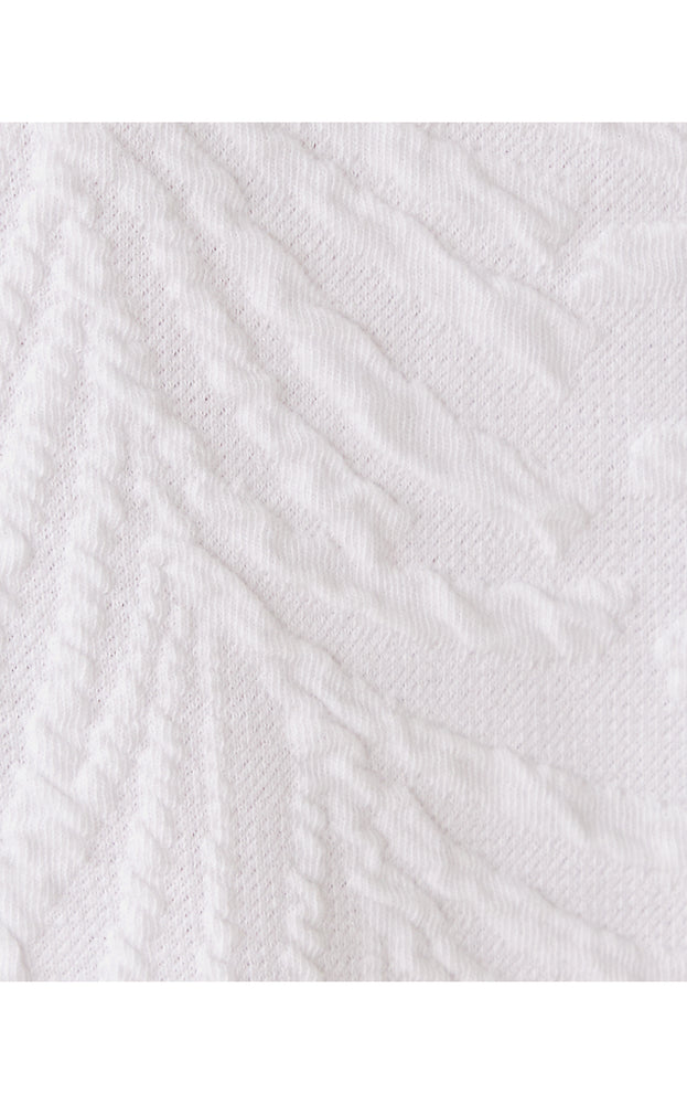 Elsey Shift Dress - Resort White - Leafy Knit Pucker Jacquard