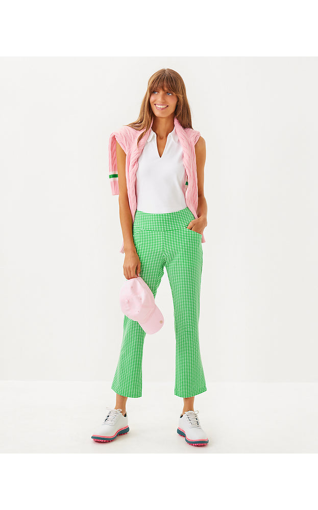 UPF 50+ Luxletic 28" Corso Kick Flare Pant - Fauna Green - Performance Gingham