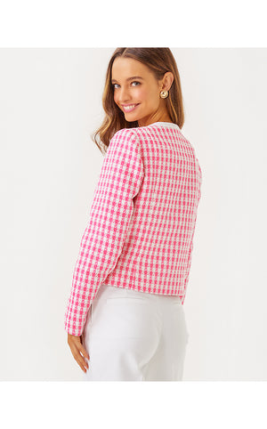 Rohana Boucle Jacket - Rousseau Pink - Charming Check Boucle