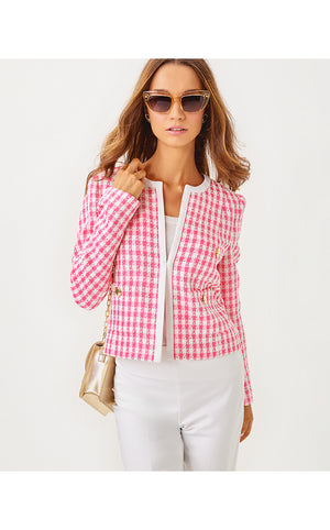 Rohana Boucle Jacket - Rousseau Pink - Charming Check Boucle