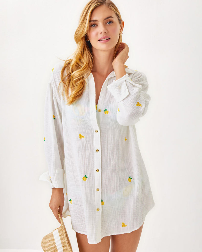 Kwitney Long Sleeve Cover-Up - Honeycomb - Lemon Bee Half Drop