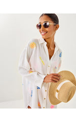 Kwitney Long Sleeve Cover-Up - Resort White Beachcomber Embroidery