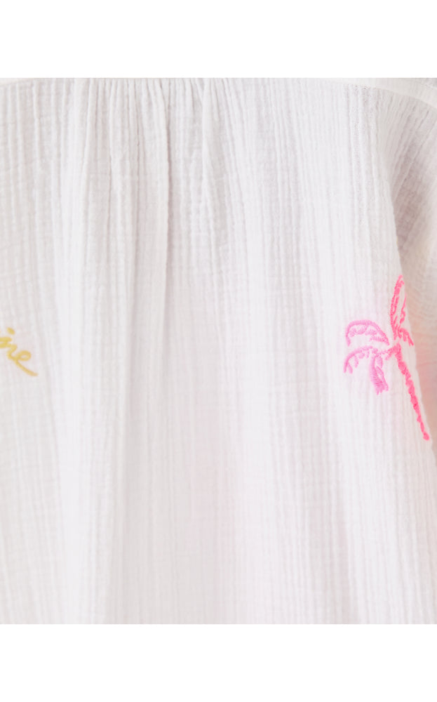 Kwitney Long Sleeve Cover-Up - Resort White Beachcomber Embroidery