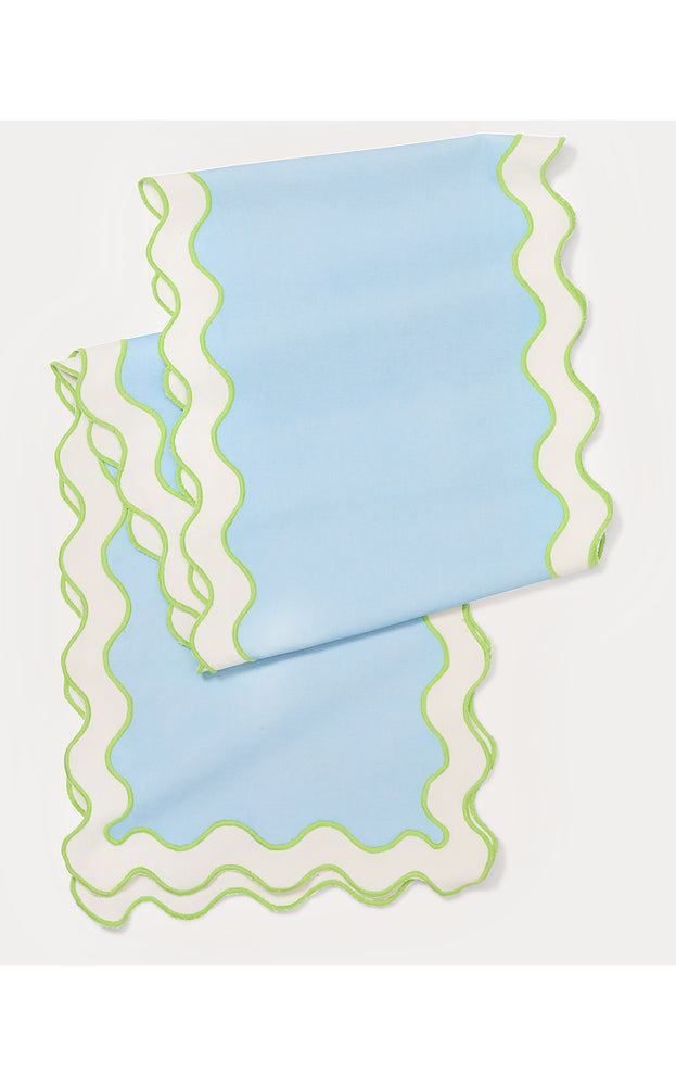 Solid Scalloped Table Runner - Bluette