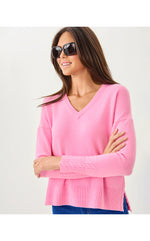 Laureen V-Neck Sweater - Pink Bliss