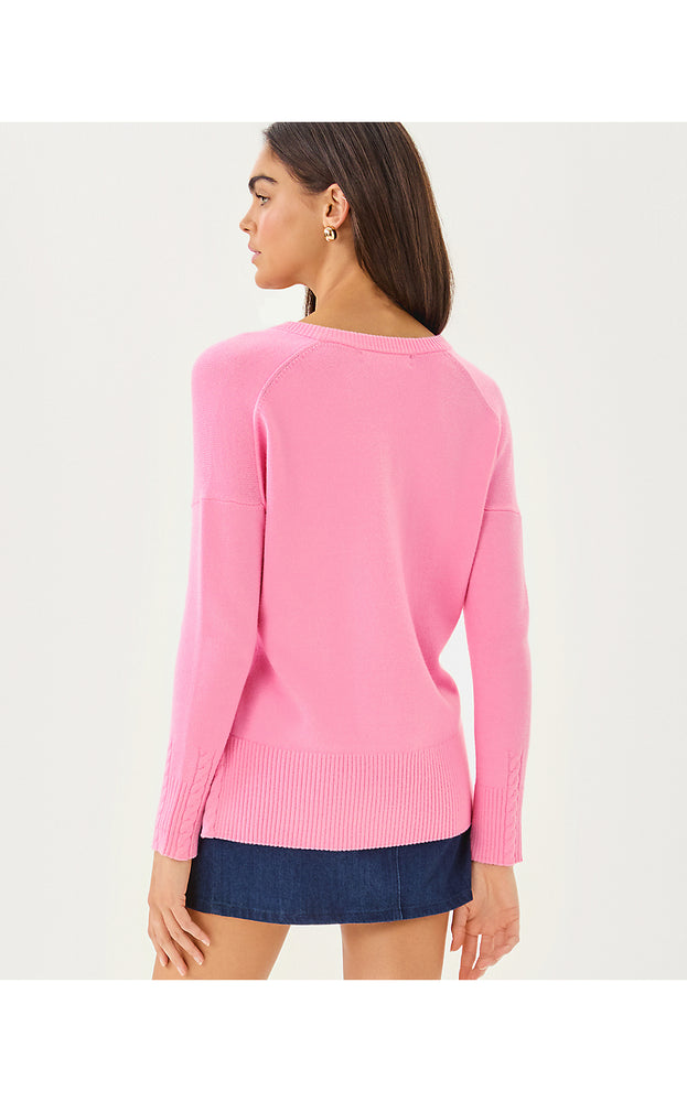 Laureen V-Neck Sweater - Pink Bliss