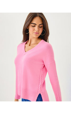 Laureen V-Neck Sweater - Pink Bliss