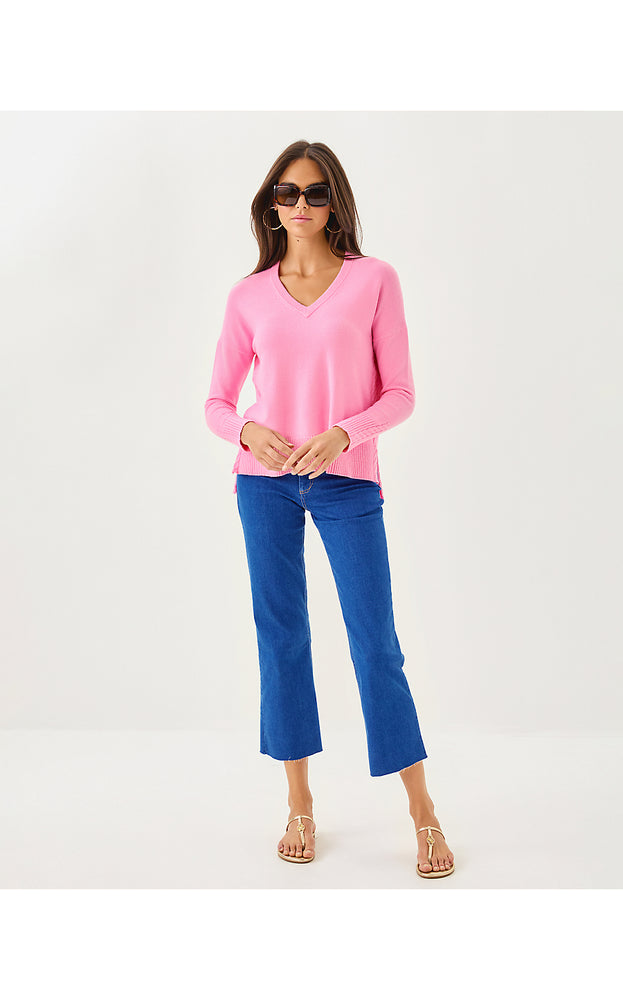 Laureen V-Neck Sweater - Pink Bliss