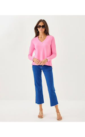 Laureen V-Neck Sweater - Pink Bliss