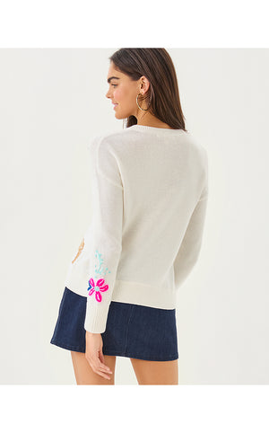 Tensley V-Neck Sweater - Coconut Endless Summer Embroidery