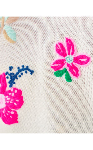 Tensley V-Neck Sweater - Coconut Endless Summer Embroidery