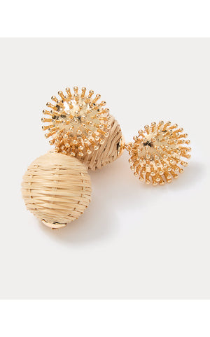 Summer Shorelines Wicker Earrings - Wicker Tan