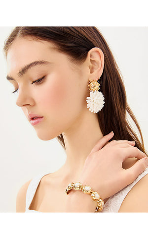 Summer Shorelines Raffia Earrings - Resort White
