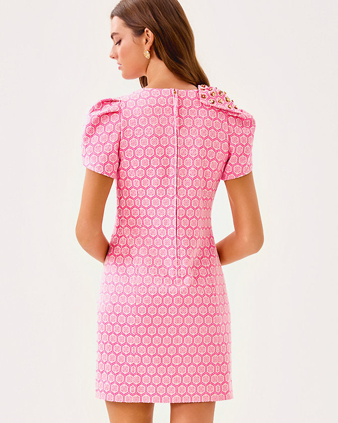 Cartwright Shift Dress - Rousseau Pink Butterfly Brandmark Jacquard