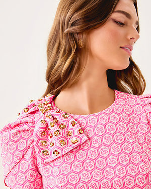 Cartwright Shift Dress - Rousseau Pink Butterfly Brandmark Jacquard