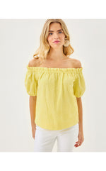 Katara Off-the-Shoulder Top - Limoncello Bubble Embroidery
