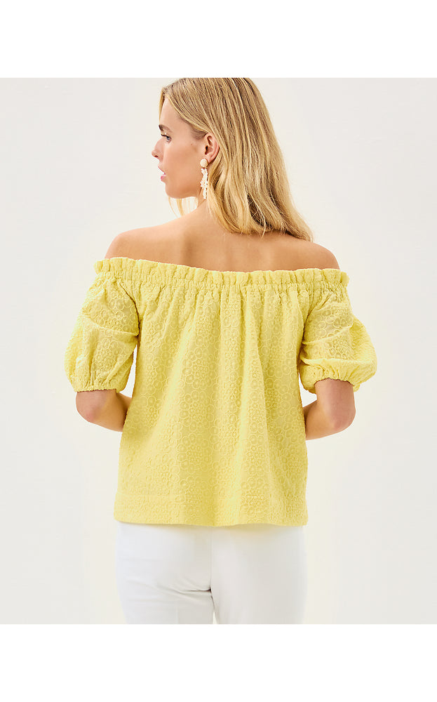 Katara Off-the-Shoulder Top - Limoncello Bubble Embroidery