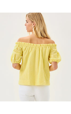 Katara Off-the-Shoulder Top - Limoncello Bubble Embroidery