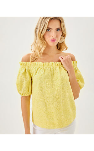 Katara Off-the-Shoulder Top - Limoncello Bubble Embroidery